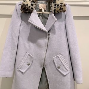 Rebecca Taylor Periwinkle Asymmetrical Zip Winter Coat size 4